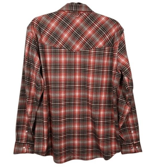 NWT SIMMS Gallatin Long Sleeve Flannel Shirt Orange Plaid Pearl Snap Size Medium - Picture 7 of 16